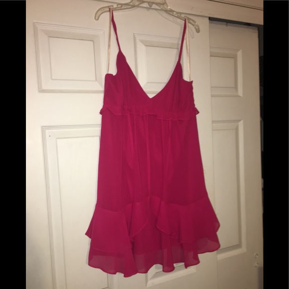 BCBGeneration Flounce Slip Red Ruby Cocktail Dress - Picture 2 of 6